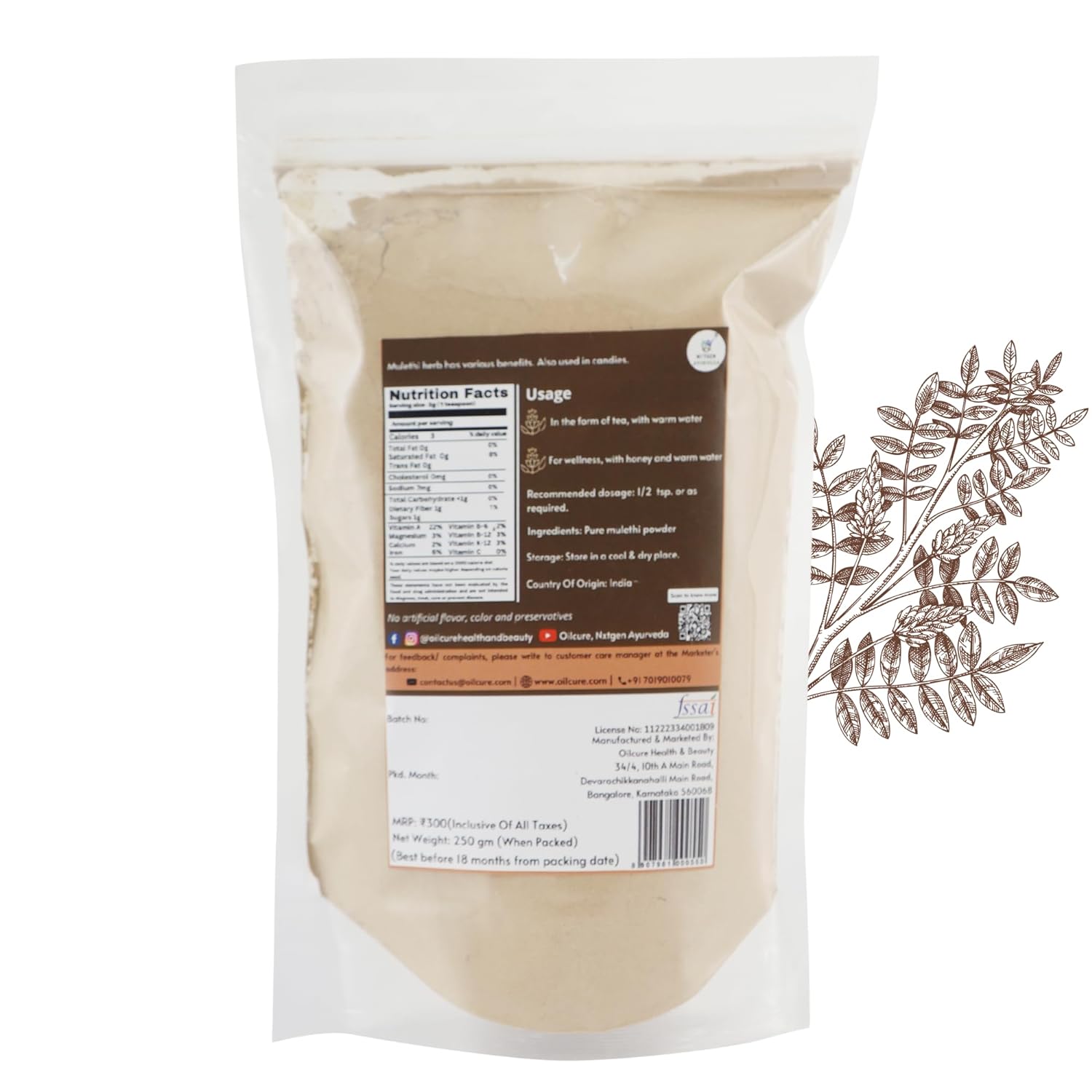 Nxtgen Ayurveda Mulethi Powder | 250g | Licorice | Yashtimadhu | Pure - View 3 of 4