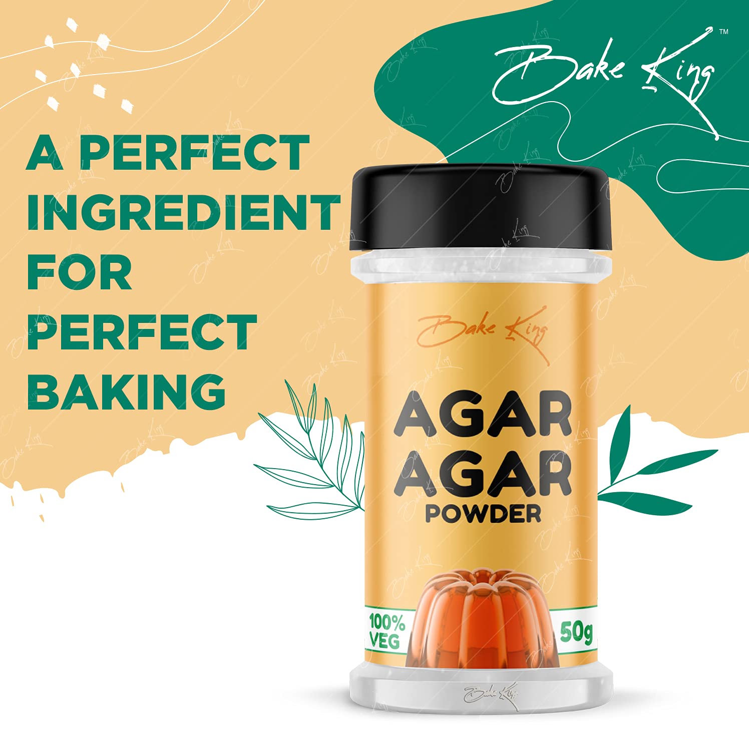 BAKE KING Agar Agar Jelly Powder 50gm, Vegetarian Gelatin Alternative, Plant Based Product, Perfect for Desserts & Jelly - View 3 of 3