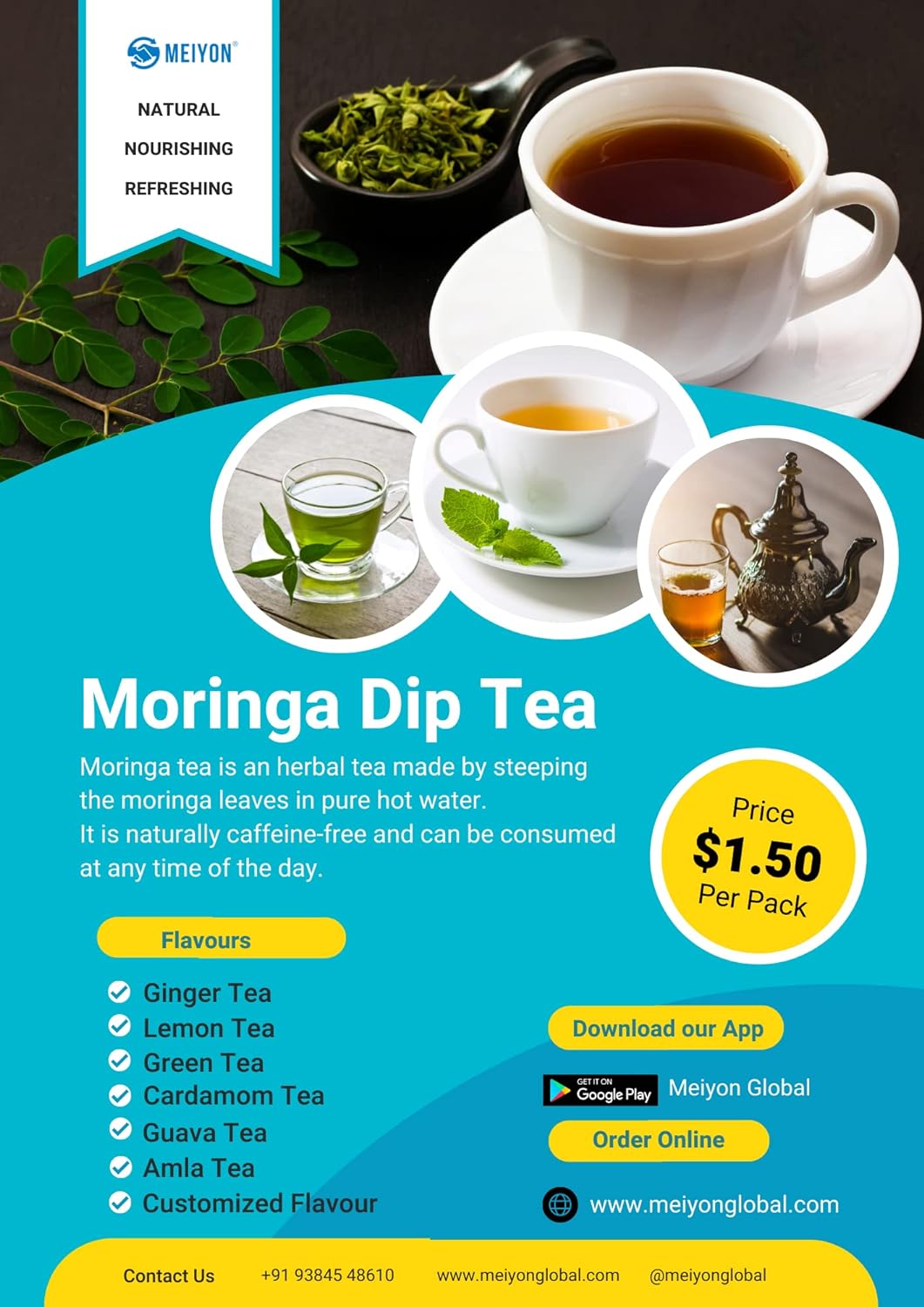 Meiyon Moringa Hibiscus Tea -20 Tea Bags | Caffeine Free, Staple Free, Made with organically moringa leaves &amp; Hibiscus (FROM INDIA SAB) - View 6 of 8