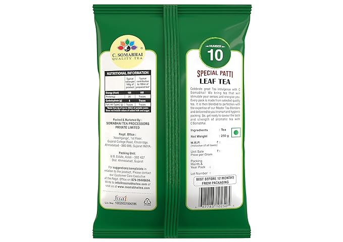 C. SOMABHAI's No. 10 Premium CTC Leaf Tea - 500g, Assam Black Loose Leaf Tea - Strong, Aromatic &amp; Rich, 500 g Kadak Chai Patti (FROM INDIA SAB) - View 2 of 5