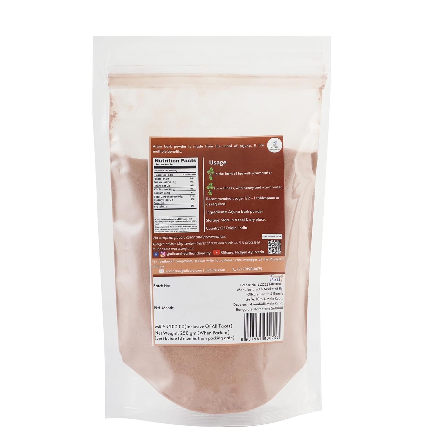 Nxtgen Ayurveda Arjun Chaal Powder | 250 gm | Terminalia Arjuna | Arjun Ki Chaal Powder - View 2 of 3