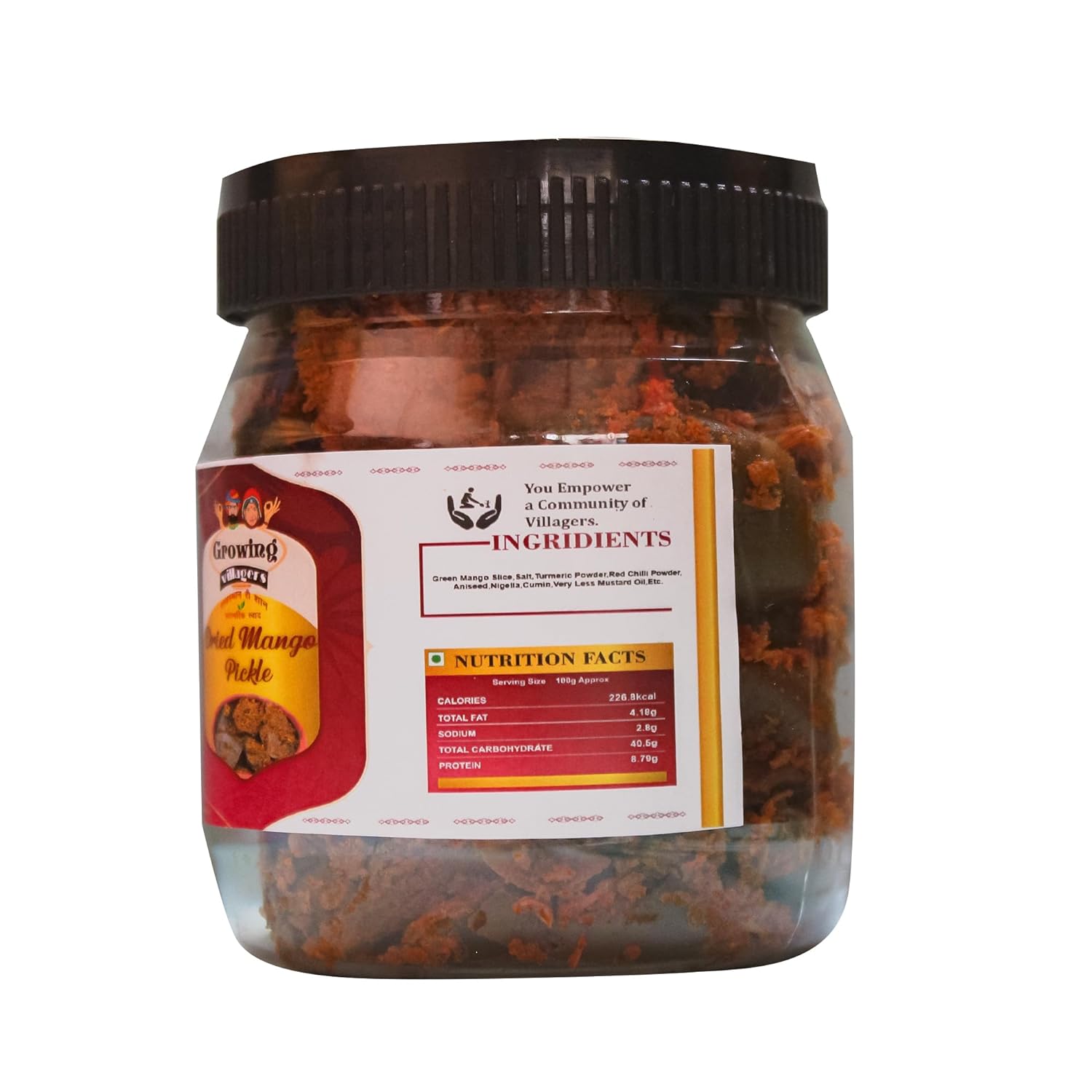 Growing Villagers Sukha Mango Achar Masala Coated Homemade Dried Mango Pickle | Organic Tranditional Receipe | Preservative Free Oil Free 1800 Grams FROM INDIA (SAM) - View 4 of 4