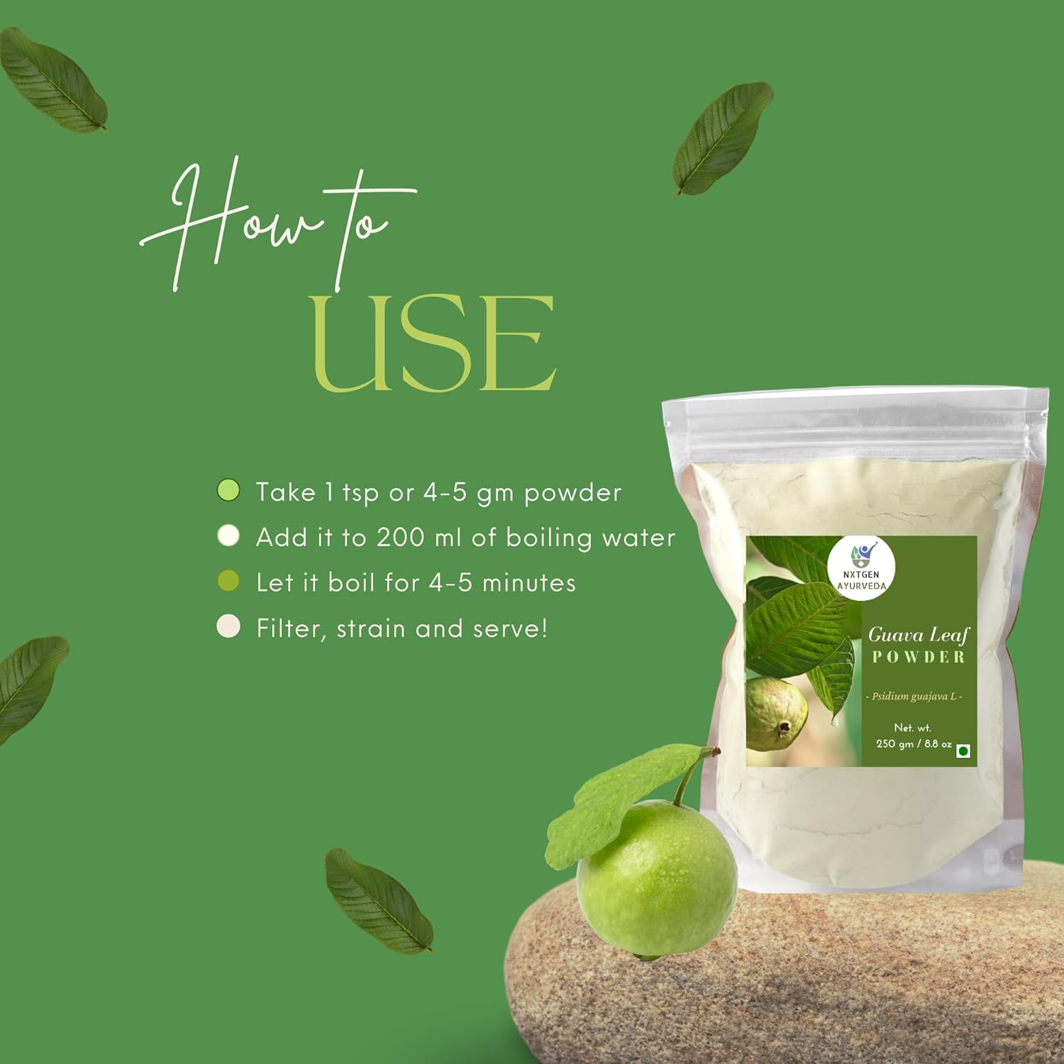 Nxtgen Ayurveda Guava Leaf Powder | 250 gm | Amrood Patti | For Health - View 3 of 3