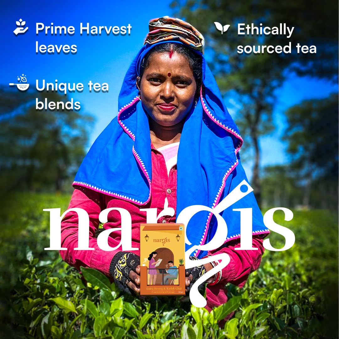 Nargis Tea Premium Chai 250gm | Extra Strong &amp; Kadak Chai | Fresh Handpicked Assam Tea Leaves | Luxury Experience for Tea Connoisseurs | No Extra Ingredients (FROM INDIA SAB) - View 4 of 5