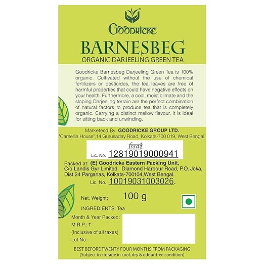 GOODRICKE Barnesbeg Organic Darjeeling Green Tea - 100 gm, (Pack of 3) | 100% Pure &amp; Natural | Premium Loose Leaves for Weight Loss and Detox (FROM INDIA SAB) - View 7 of 7