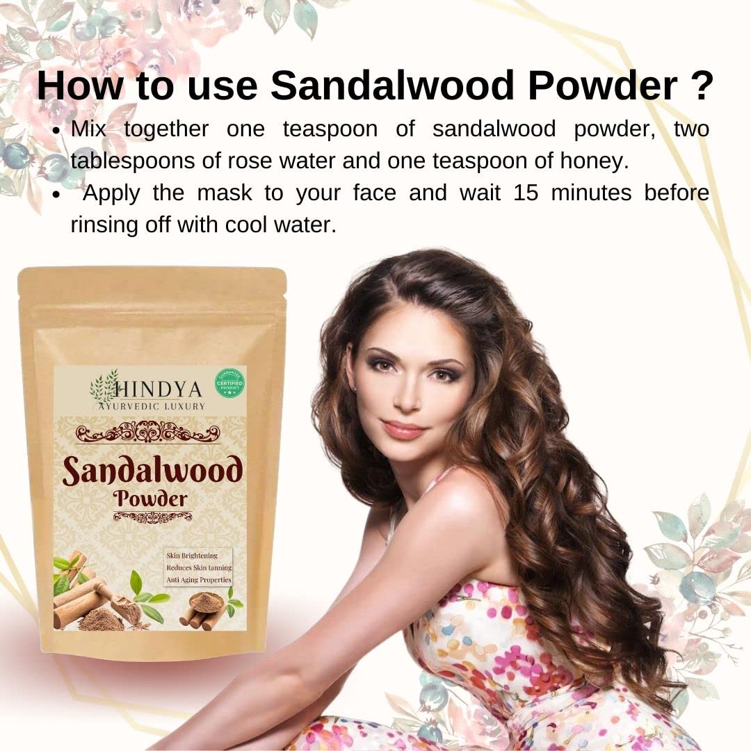 Hindya Ayurvedic Luxury Sandalwood Powder for face pack | Skin | Organic | Puja | Face Pack | for pooja, Sandal wooden powder, Chandan powder sticks,Tilak,Chandanam, chandana mutti, 100g - View 2 of 3