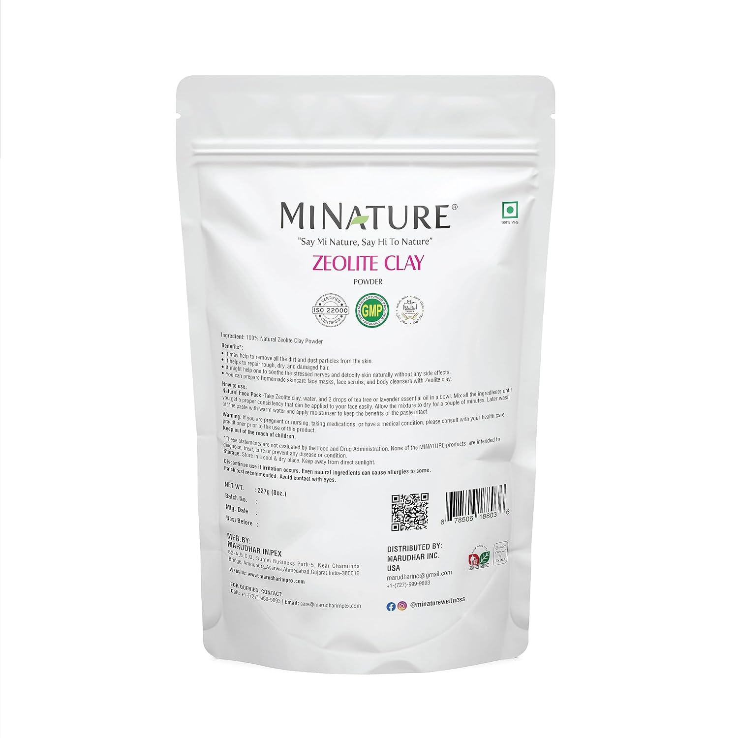 mi nature Clay Powder Zeolite, 100% Natural Pure Zeolite Clay Powder for Skincare|Facemask|Facescrub|Body Cleanser|Soap Making |Haircare for Damaged Hair|Silky Hair|227gm-8oz - View 2 of 3