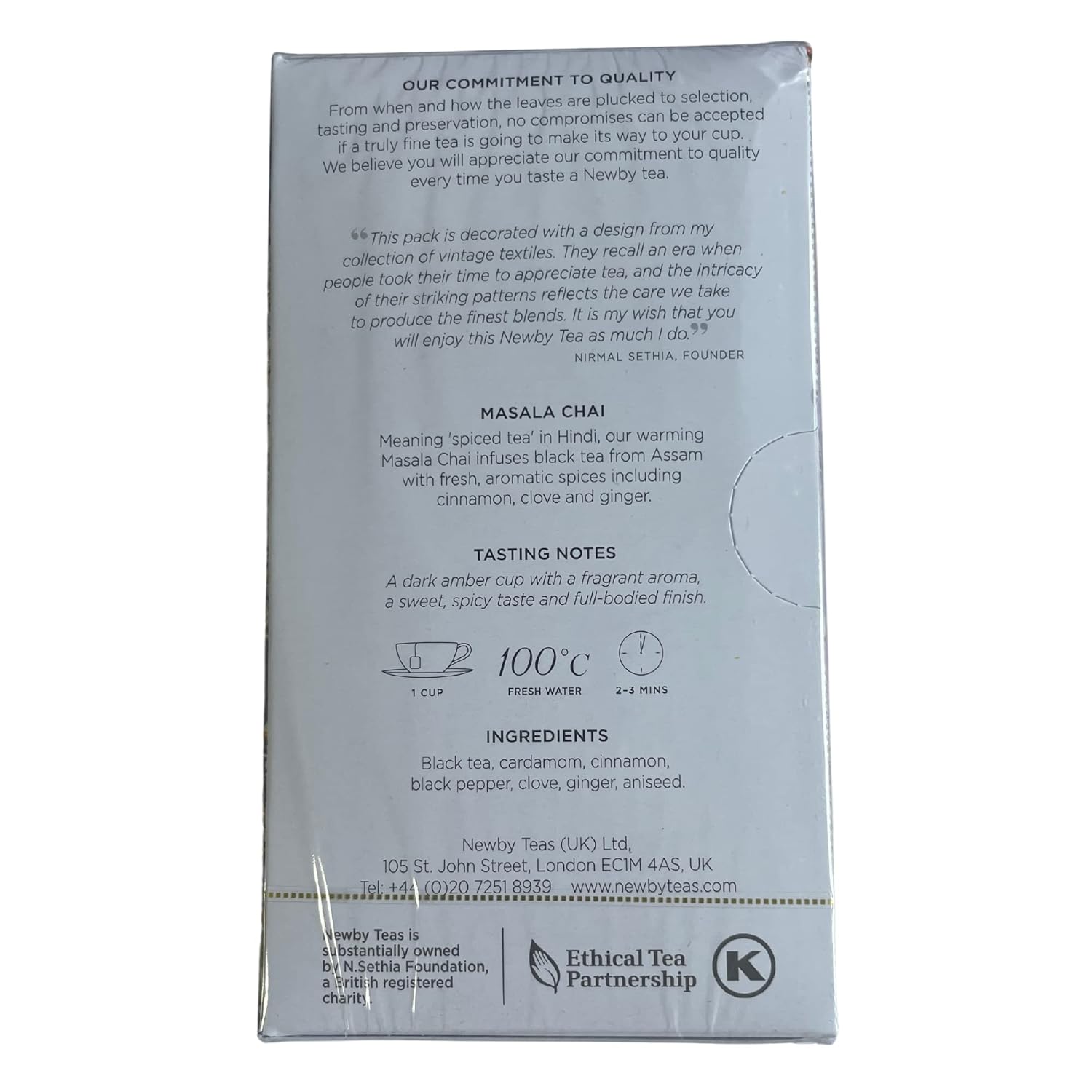 Newby Masala Chai | 25 Tea Bags | Black Tea Enriched With Cardamom, Cinnamon, Black Pepper, Clove, Ginger, Aniseed | 50 gms (FROM INDIA SAB) - View 2 of 4