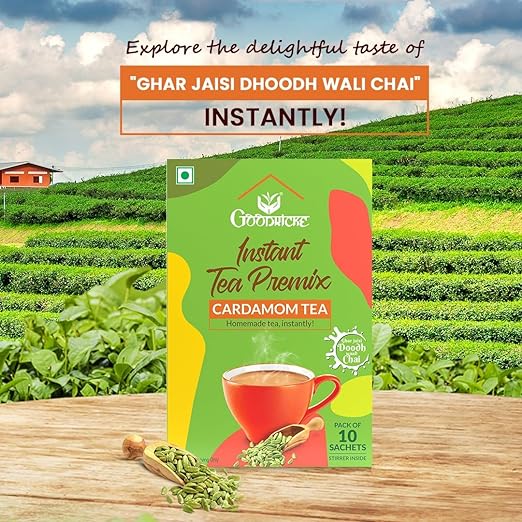 GOODRICKE Instant Tea Premix Combo - 10 Sachets each flavor ; GOODRICKE Instant Tea Premix Masala + Instant Tea Premix Cardamom + Instant Tea Premix Ginger Tea | resistible Aroma (FROM INDIA SAB) - View 5 of 6