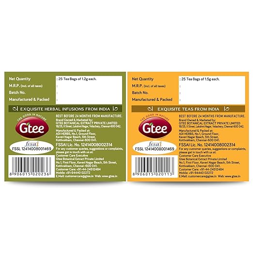 GTEE Green Tea Bags - Chamomile &amp; Tulsi Tea Bags, 25 Tea bags (Pack of 2) (FROM INDIA SAB) - View 2 of 6