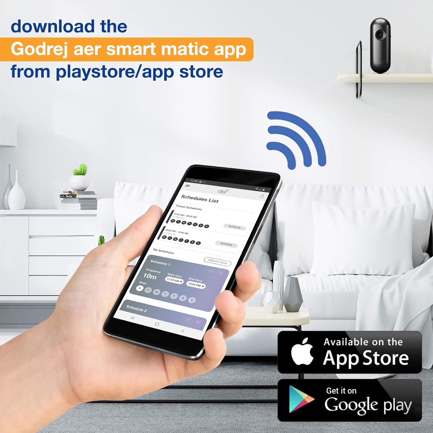 Godrej aer Smart Matic Kit - BLUETOOTH ENABLED Automatic Air Freshener | Alive (225ml) &amp; Godrej aer Matic, Automatic Air Freshener Kit with Flexi Control - Petal Crush Pink (225 ml) - View 4 of 7