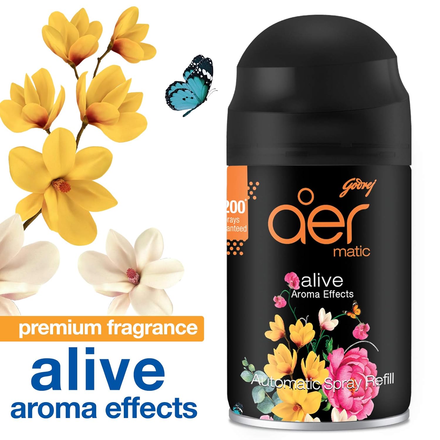 Godrej aer matic, Automatic Air Freshener Kit with flexi control - Cool Surf Blue (225 ml) &amp; Smart Matic – Automatic Air Freshener Refill, Premium Fragrance - Alive (2200 sprays) - View 6 of 7