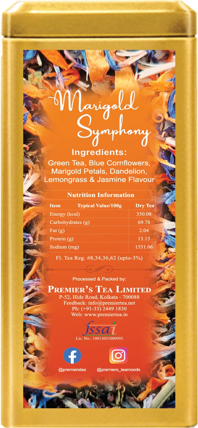 Premiers Marigold Symphony, Green Tea Infusion with Jasmine Flavour, Loose Leaf Tea with real Ingredients, 75 Gms, 37 Cups, Low Caffeine Tea &amp; Herbs (FROM INDIA SAB) - View 4 of 5