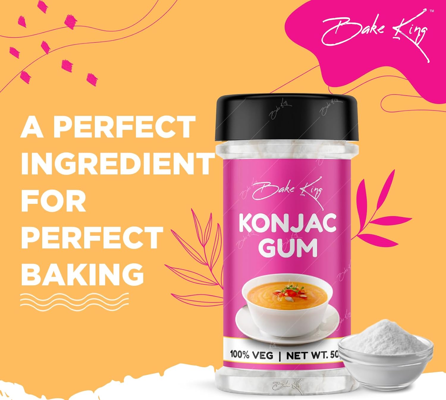 BAKE KING Konjac Gum Powder 50 Gram | Vegetarian Item | For soups, sauces and gravy | Cooking And Baking Purpose | Thickening, Binding Agent and Stabilizer - View 3 of 3