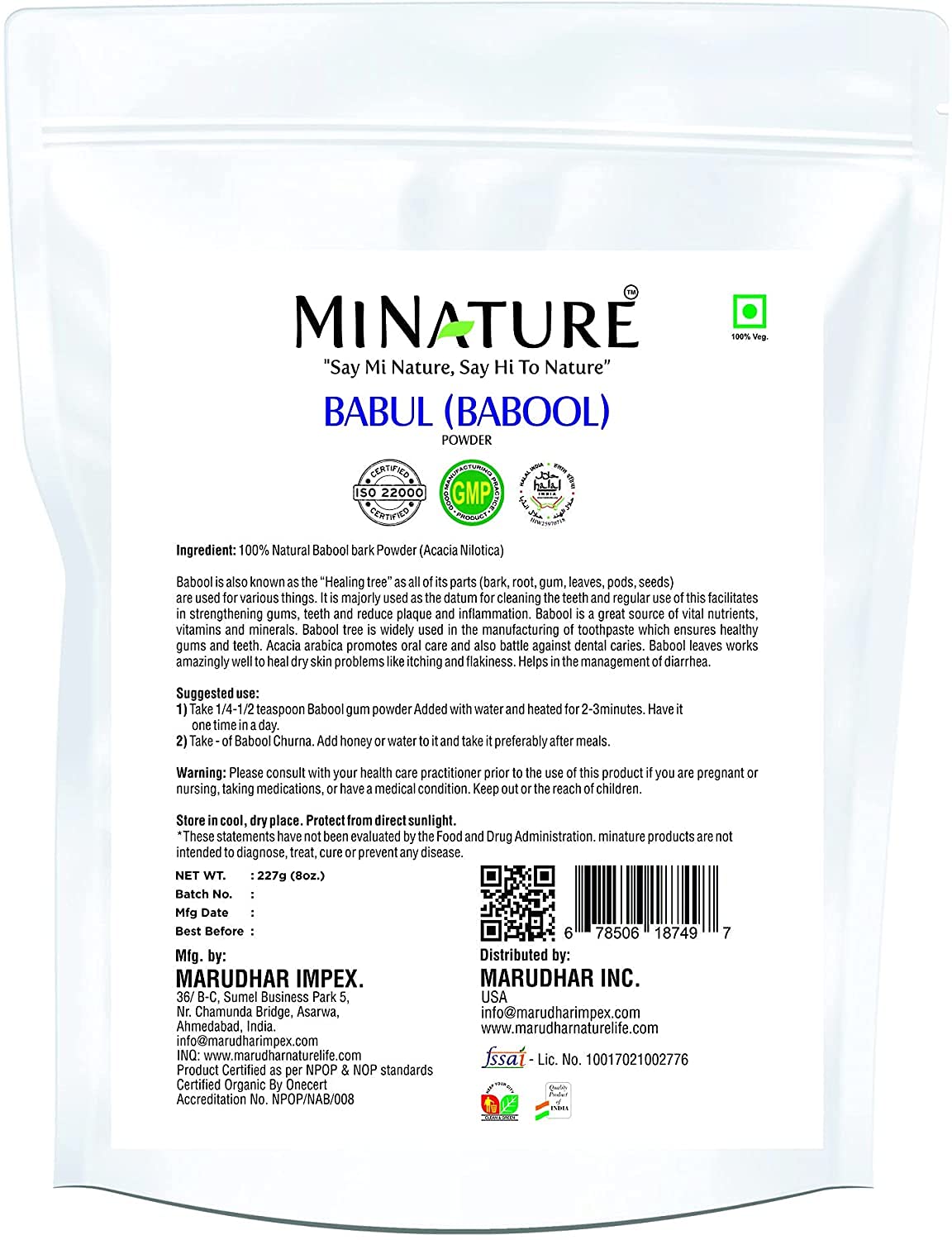 Babool Bark Powder by mi nature| Acacia Nilotica| Babool Gum | Babul Powder | Control Bleeding Gums | 227g (8 oz.) (0.5 lb) | 100% Natural powder | from India. - View 2 of 2