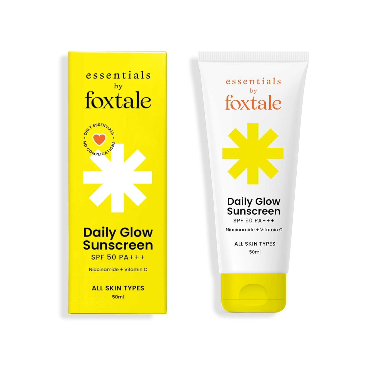 Foxtale Essentials Daily Glow Sunscreen SPF 50 PA+++ with Vitamin C and Niacinamide, UVA and UVB filters - No White Cast, Non-Greasy Formula, Anti-Tan Formula, For Men & Women, 50 ml - Related product