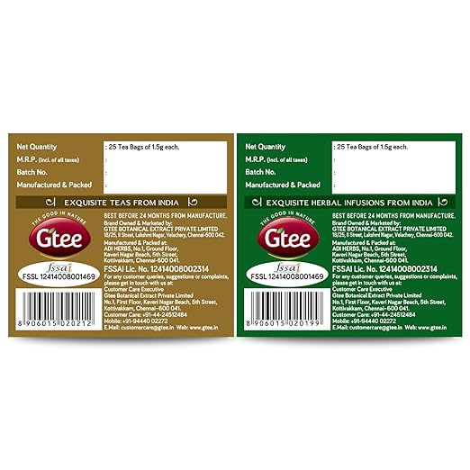 GTEE Green Tea Bags - Ginseng &amp; Moringa Tea Bags, 25 Tea bags (Pack of 2) (FROM INDIA SAB) - View 5 of 6
