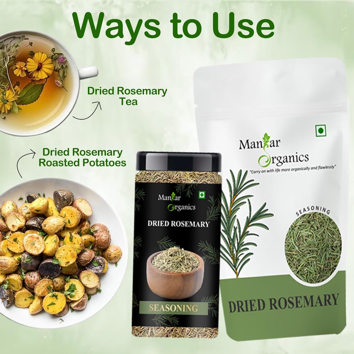 ManHar Organics Dried Rosemary Leaves 100gm - Dry Rosemary Herbal Tea for Hair growth | Seasonings Herbs & Spices - View 3 of 3