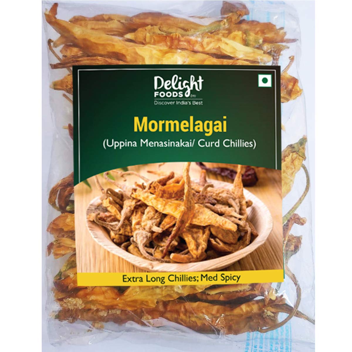 Delight Foods Mor Milagai - Sun Dried Curd Chillies - Uppina Menasinkai - Dahi Mirchi | Papad | 100g | FROM INDIA(SAM) - View 2 of 4