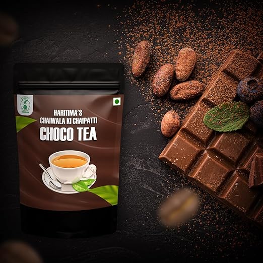 Haritima Chaiwala Ki Chaipatti Chocolate Tea | Rich &amp; Aromatic Blends with chocolate Tea powder | Premium Assam Tea | Antioxidant | Creamy Chocolate Chai Patti | Tasty &amp; Refreshing | 250g (FROM INDIA SAB) - View 2 of 6