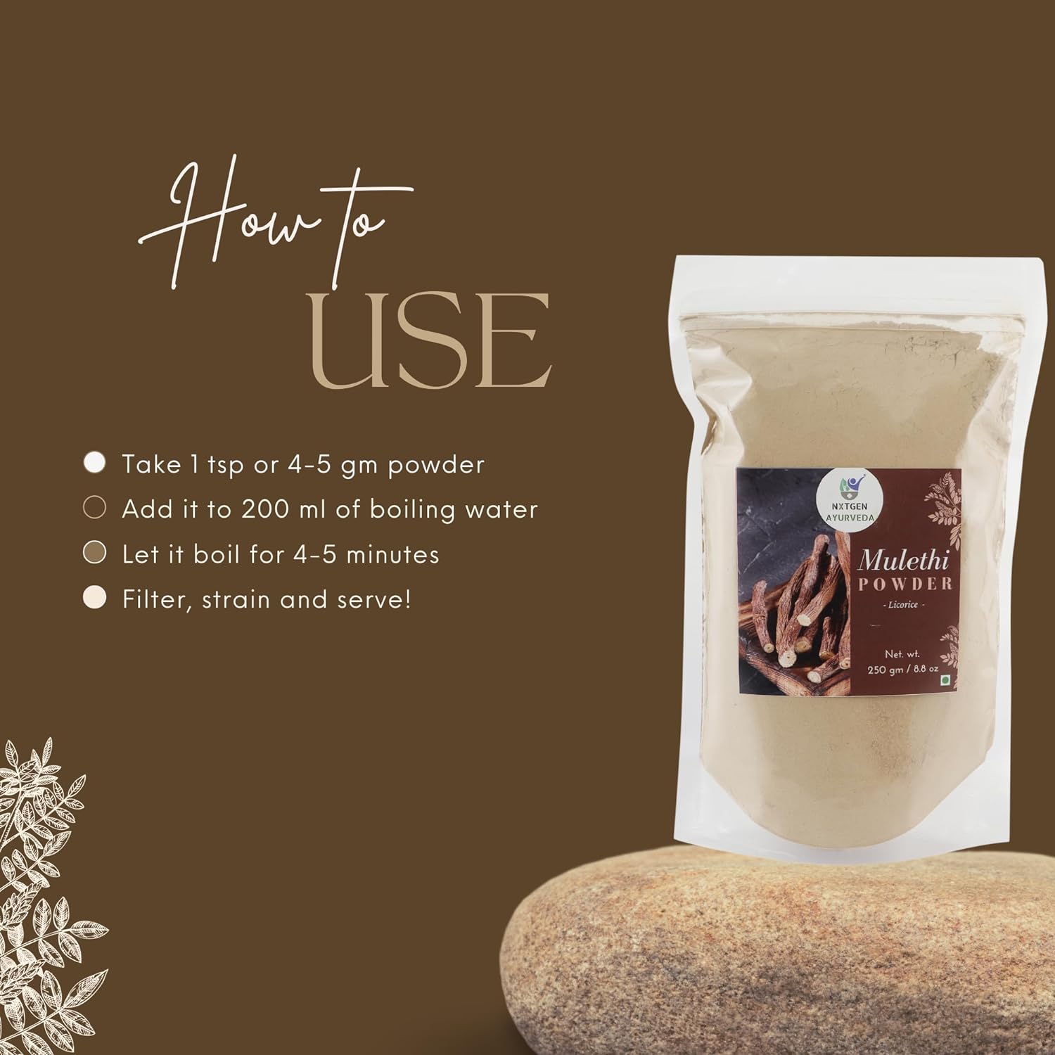 Nxtgen Ayurveda Mulethi Powder | 250g | Licorice | Yashtimadhu | Pure - View 2 of 4