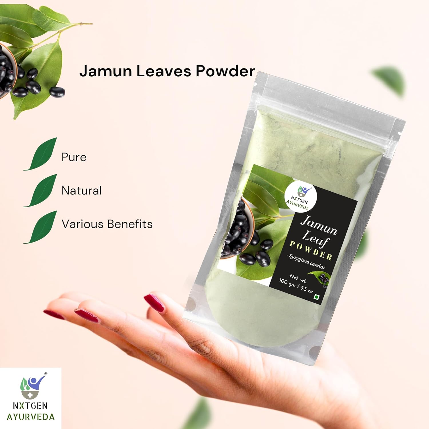 Nxtgen Ayurveda Jamun Leaves Powder | 100 gm | Syzygium cumini - View 3 of 3