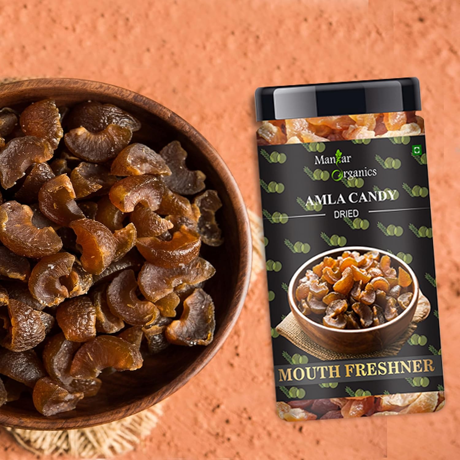 ManHar Organics Dried Amla Candy Jar 500gm - Dry Indian Gooseberry Fruit Mouth Freshener |Sweet and Sour | Rich in Vit C | After Meal Digestive - View 2 of 2