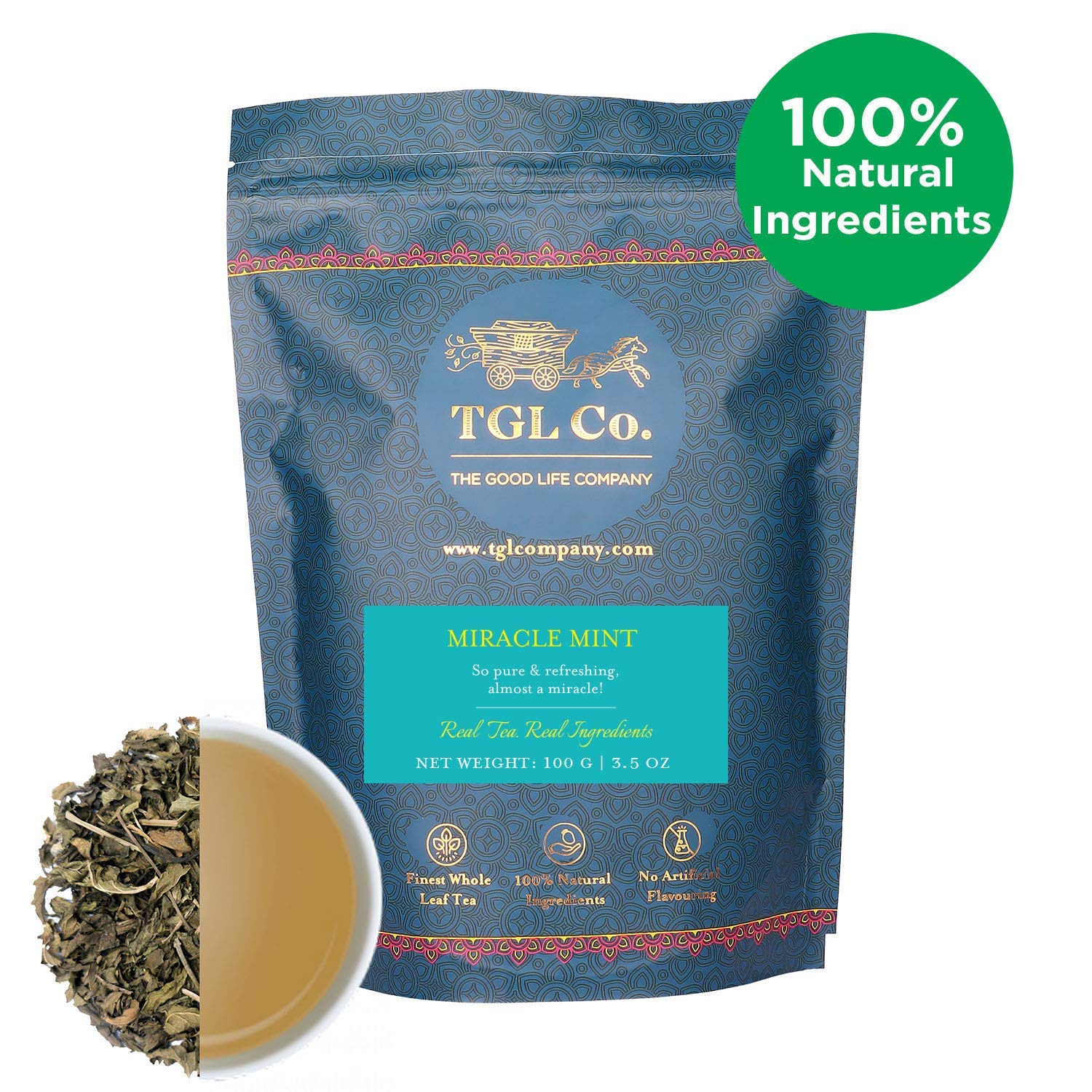 TGL Miracle Mint Tea, Peppermint Tea 100 Gram with Dry Peppermint Leaves | Herbal Tea for Stress Relief Tisane Tea (FROM INDIA SAB) - View 2 of 7
