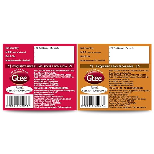 GTEE Hibiscus Tea Bags &amp; Green Tea Bags - Cinnamon &amp; Cardamom, 25 Tea bags (Pack of 2) (FROM INDIA SAB) - View 6 of 7