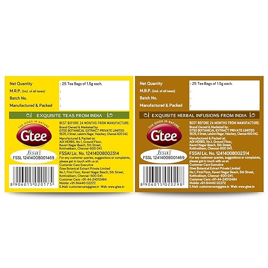 GTEE Green Tea Bags - Lemon &amp; Ginger &amp; Cinnamon Tea Bags, 25 Tea bags (Pack of 2) (FROM INDIA SAB) - View 3 of 7