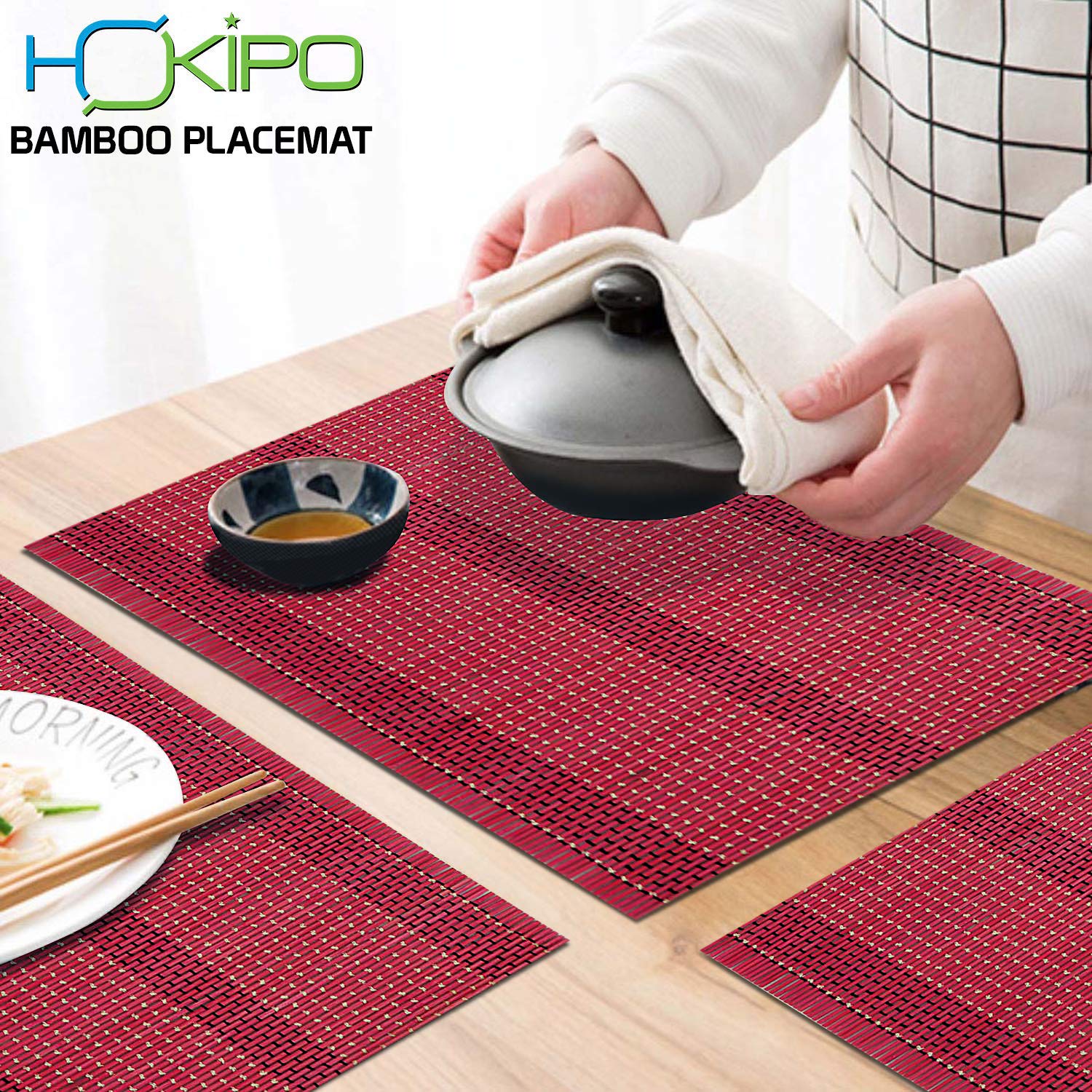 HOKIPO® Heat Resistant Placemats Set of 4 Dining Table Mats, 45x30 cm,(AR1664) - View 4 of 6