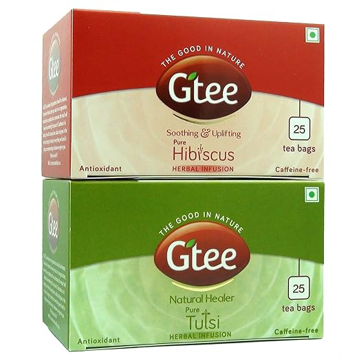 GTEE Hibiscus Tea Bags &amp; Tulsi Tea Bags, 25 Tea bags (Pack of 2) (FROM INDIA SAB) - View 3 of 7