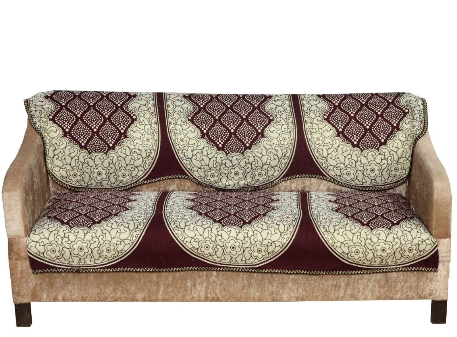 Nendle Abstract Pattern Cotton Abstract Sofa Covers Set of 3 Seater (Brown, 2 Pieces, 69 Inch x 27 inch) - Shop at Colombo Mall