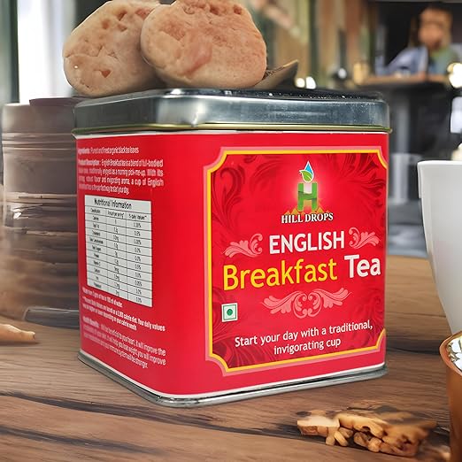 Hill Drops Premium English Breakfast Tea Leaves - Strong Black Loose Leaf Tea - 100g Tin Can - FTGFOP1 Long Leaf Grade (FROM INDIA SAB) - View 6 of 7