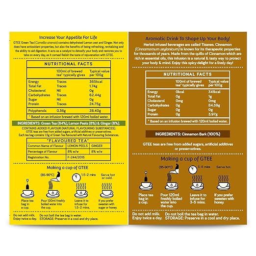 GTEE Green Tea Bags - Lemon &amp; Ginger &amp; Cinnamon Tea Bags, 25 Tea bags (Pack of 2) (FROM INDIA SAB) - View 5 of 7