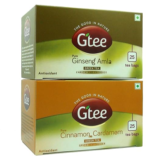 GTEE Green Tea Bags - Ginseng & Green Tea Bags - Cinnamon & Cardamom ...