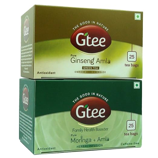 GTEE Green Tea Bags - Ginseng &amp; Moringa Tea Bags, 25 Tea bags (Pack of 2) (FROM INDIA SAB) - View 3 of 6