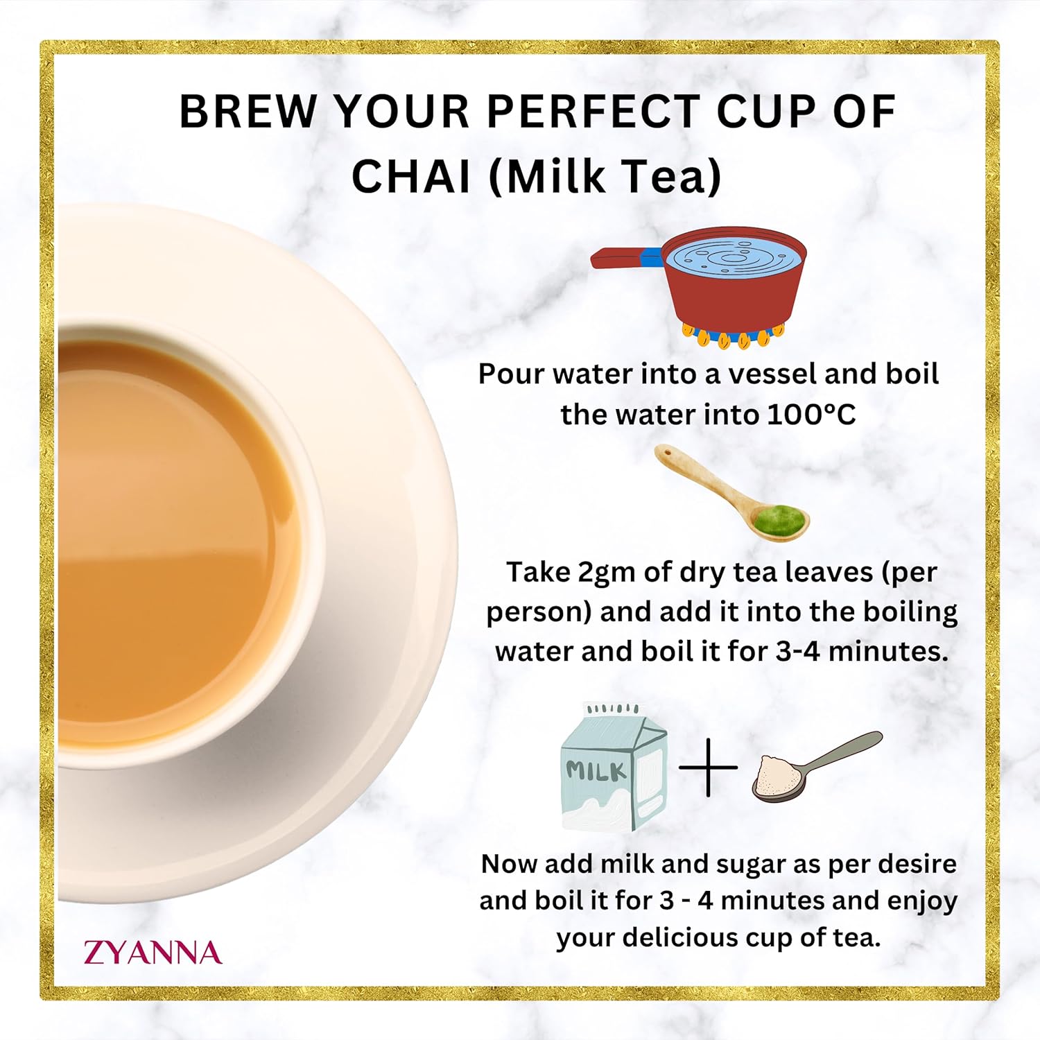 Zyanna Assam Tea - Premium Kadak CTC Chai Patti(500g - 250 Cups) Strong Milk Tea - Authentic Strong Rich Aromatic Assam Chai-Bold Assam Flavor Blend-100% Natural Fresh Tea Leaves (FROM INDIA SAB) - View 6 of 7
