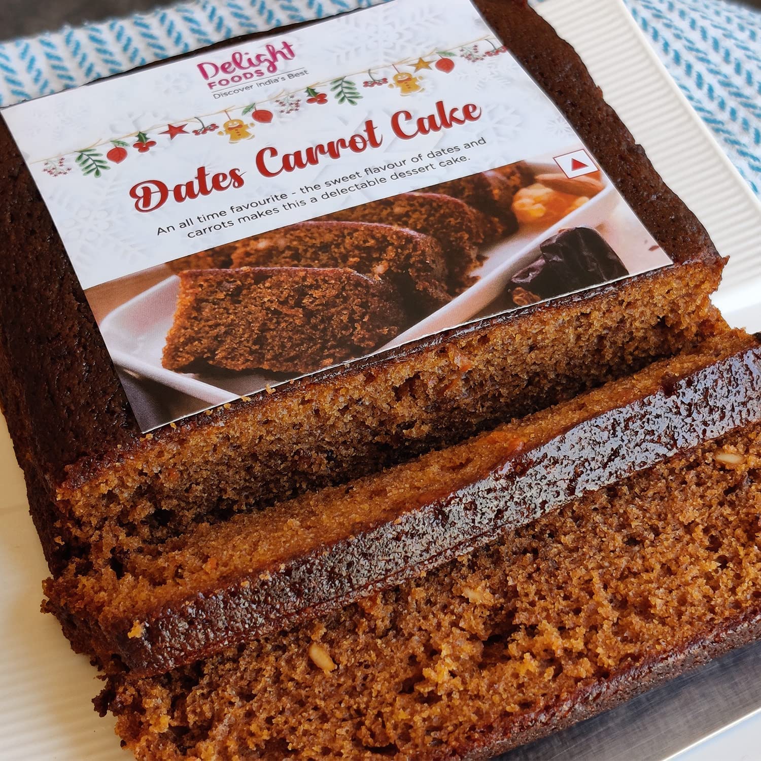 Delight Foods Traditional Christmas Cakes 500g + Gift Card| New Year | Xmas (Dates Carrot Cake) FROM INDIA (SAM) - View 2 of 3