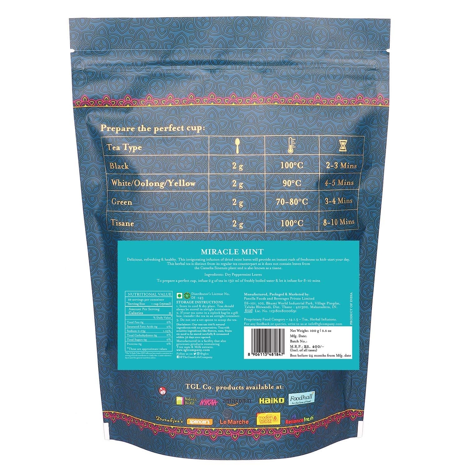 TGL Miracle Mint Tea, Peppermint Tea 100 Gram with Dry Peppermint Leaves | Herbal Tea for Stress Relief Tisane Tea (FROM INDIA SAB) - View 7 of 7