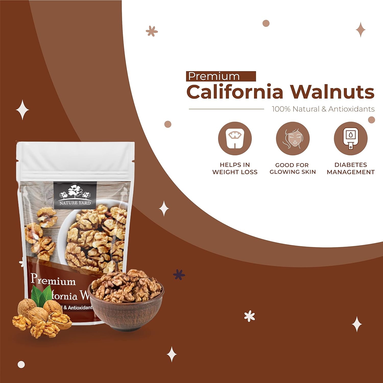 NATURE YARD Premium Organic Walnut Kernals Without Shell - 500gm - Akhrot giri dry fruit - 100% Natural and antioxidants (FROM INDIA SAB) - View 2 of 5