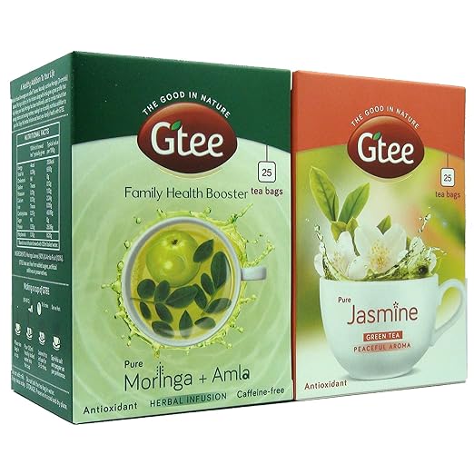GTEE Green Tea Bags - Jasmine &amp; Moringa Tea Bags, 25 Tea bags (Pack of 2) (FROM INDIA SAB) - View 2 of 5