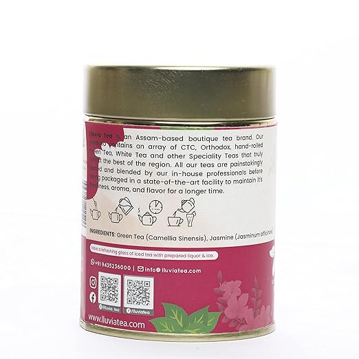 LLUVIA TEA Jasmine Green Tea for Calm Mind | Made with Whole Leaf Natural Jasmine Flowers and Natural Flavors | Pure Elegance Smooth and Floral (FROM INDIA SAB) - View 3 of 6