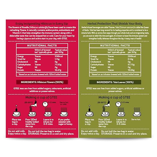 GTEE Hibiscus Tea Bags &amp; Tulsi Tea Bags, 25 Tea bags (Pack of 2) (FROM INDIA SAB) - View 4 of 7