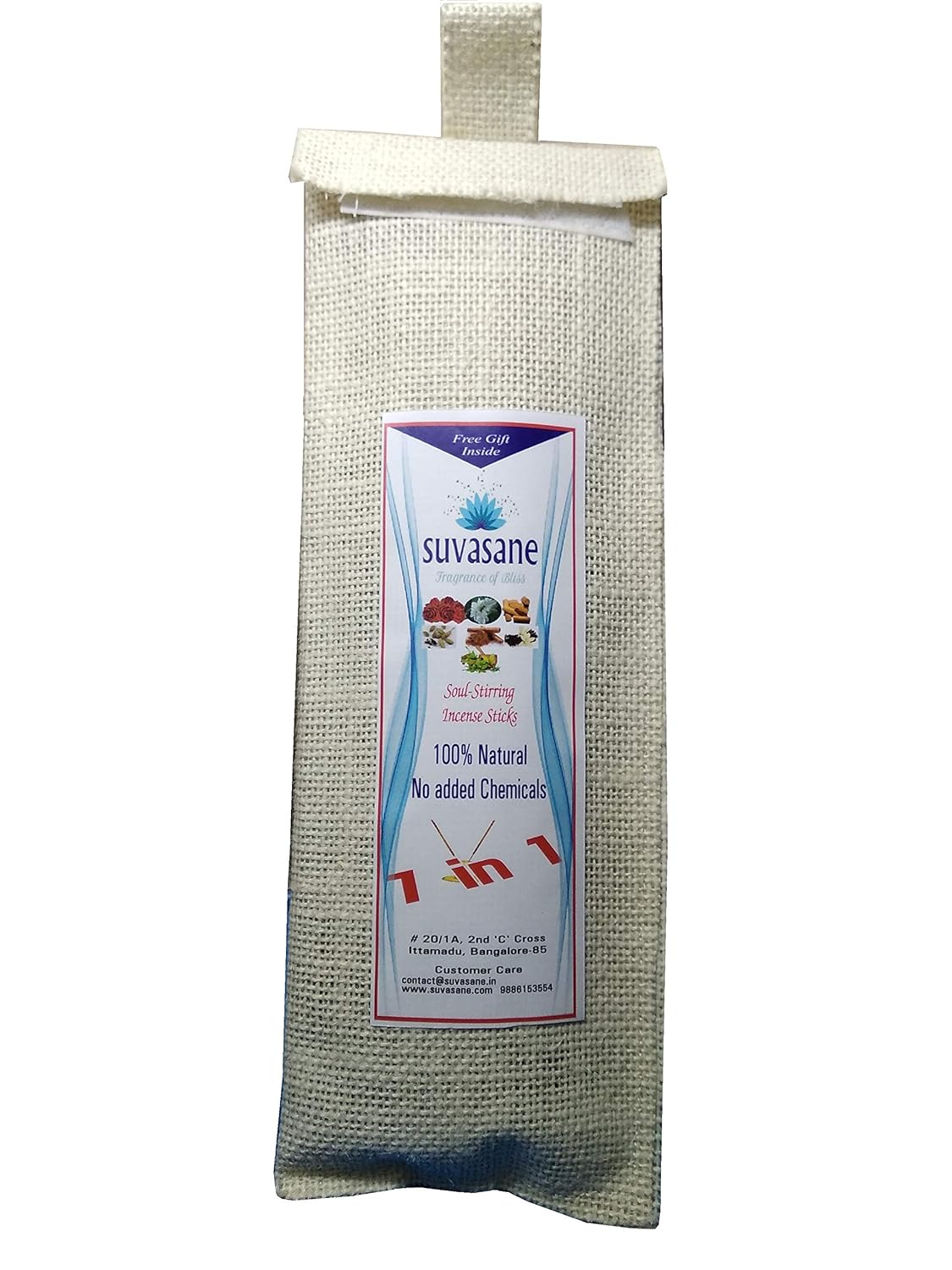 suvasane Pure Natural Agarbatti Stick with 7 Fragrances - Rose, Jasmine, Sandal, Vanilla Kasturi, Cardamom, Cinnamon and Jute Bag (Red, 9-inch)- 42 Sticks Per Pack - Shop at Colombo Mall