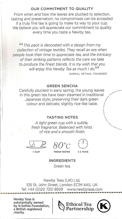 Newby Green Sencha | 25 Tea Bags | Energzing &amp; Antioxidants Rich | Fine Spring Plucked Premium Tea Leaves | 50 gms (FROM INDIA SAB) - View 5 of 5
