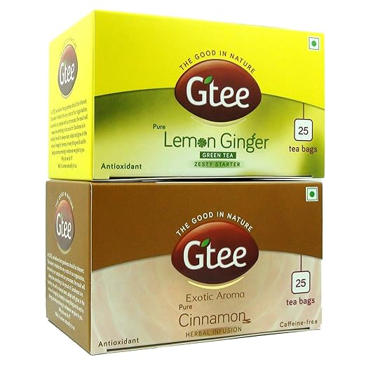 GTEE Green Tea Bags - Lemon &amp; Ginger &amp; Cinnamon Tea Bags, 25 Tea bags (Pack of 2) (FROM INDIA SAB) - View 6 of 7