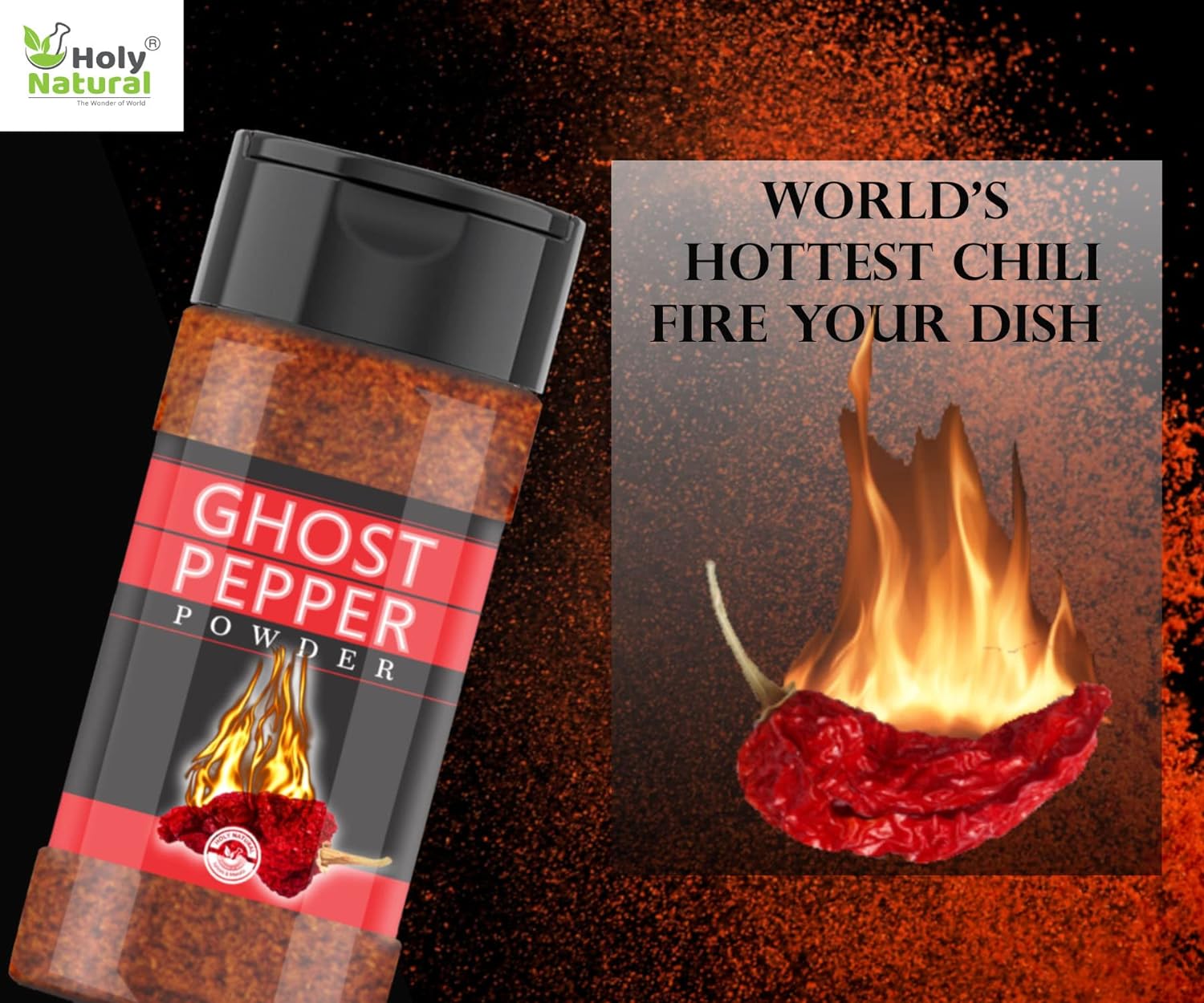 Holy Natural Ghost Pepper Powder 100 Gm | Also Called Bhut Jolokia Chilli Powder | Extremely Hot Chilli Powder, It is the world’s hottest chilli Powder - View 2 of 4