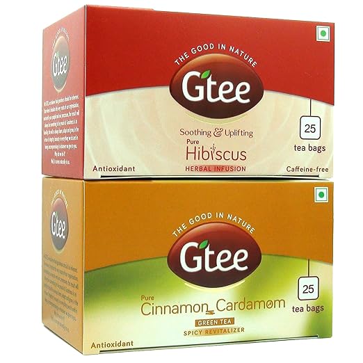 GTEE Hibiscus Tea Bags &amp; Green Tea Bags - Cinnamon &amp; Cardamom, 25 Tea bags (Pack of 2) (FROM INDIA SAB) - View 3 of 7