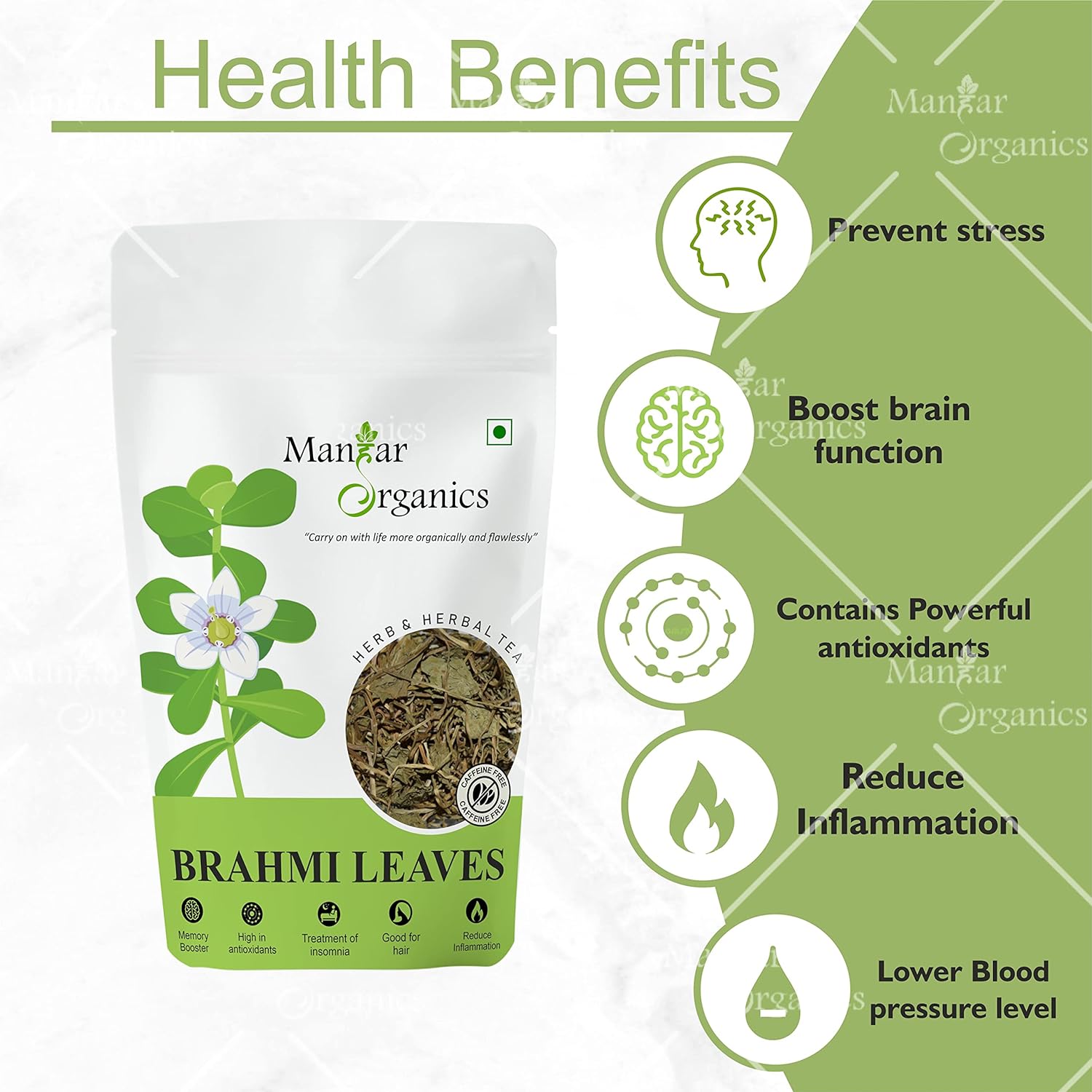 ManHar Organics - Brahmi Herbal Leaves 100gm | Bacopa monnieri | for Tea, Hair Growth &amp; Skin Care | Hair Scalp Treatment - View 2 of 2